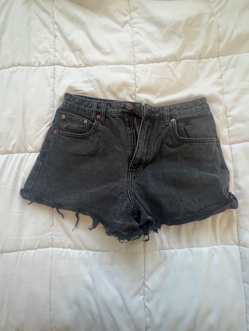 Insight Black High-Rise Distressed Denim Cutoff Shorts